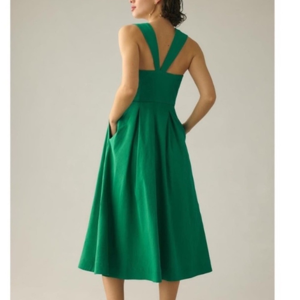 Anthropologie Green Midi Dress *zipper needs replacing. - Picture 5 of 10